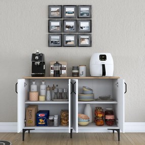 Armário Multiusos JE162 – Branco e Nogal – 120x78,6x40 cm