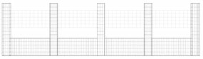Cesto gabião em forma de U c/ 5 postes 500x20x150 cm ferro