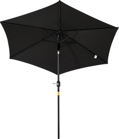 Outsunny Guarda-sol reto guarda-sol inclinável de jardim manivela tecido de poliéster alta densidade 180 g/m² Ø2,6 x 2,35 m alumínio preto | Aosom Portugal