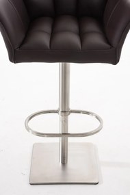 Banco de bar Damaso em couro sintético e estrutura prateada 64 x 88-113 x 45 cm Castanho