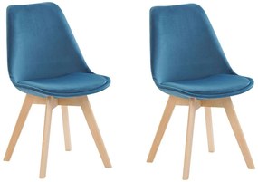 Conjunto de 2 cadeiras de jantar em veludo azul DAKOTA II Beliani