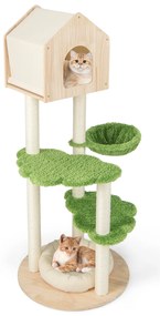 Árvore para gatos de 38 polegadas para ambientes internos com postes de arranhar de sisal totalmente envoltos - Verde