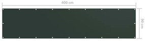 Tela de varanda 90x400 cm tecido Oxford verde-escuro