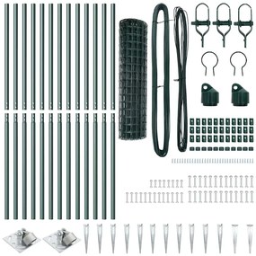 Cerca Euro com 13 Postes de Ancoragem 1.2x25m Aço Galvanizado Verde