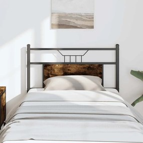 Cabeceira de cama 75cm derivados de madeira/aço carvalho fumado