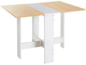 HOMCOM Mesa Sala de Jantar Dobrável Mesa Auxiliar de Cozinha com Laterais Dobráveis Desenho Moderno 103x76x73,5 cm Madeira e Branco