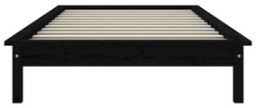 Estrutura cama de solteiro pequena 75x190 cm pinho maciço preto