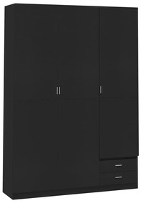 vidaXL Roupeiro 3 portas 120x50x180 cm contraplacado preto