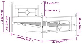 Estrutura de cama com cabeceira e pés 107x203 cm metal preto