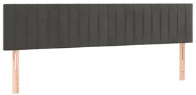 Cabeceira de cama c/luzes LED veludo 160x5x78/88cm cinza-escuro