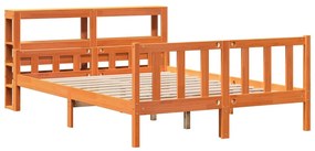 Estrutura cama c/ cabeceira 160x200cm pinho maciço castanho-mel
