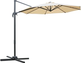 Outsunny Guarda-sol deslocado octogonal inclinável guarda-sol rotativo 360° com base em cruz 8 varetas manivela incluída chassis alu. | Aosom Portugal