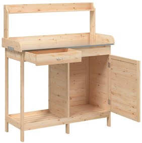 Mesa de cultivo c/ armário 110,5x45x124,5 cm abeto maciço