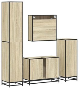4 pcs conj. móveis casa banho derivados madeira carvalho sonoma