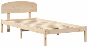 Estrado de Cama com Cabeceira 80x200 cm Madeira Maciça de Pinho
