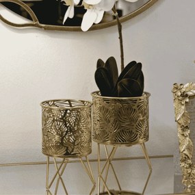 CONJUNTO DE 2 VASOS NATY DOURADOS Ø 16X20-13X20 CM (PLANTAS NÃO INCLUIDAS)