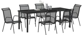 Conjunto de Jantar de Jardim 7 Peças Preto Textilene e Aço