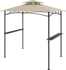 Tenda para churrasco 242 x 150 cm (GRELHADOR NÂO INCLUIDO) com teto duplo, 2 prateleiras, 6 ganchos e Estrutura metálica Bege