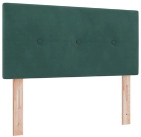 Cama Box Spring com Colchão e LED Verde Escuro 90x190 cm Veludo