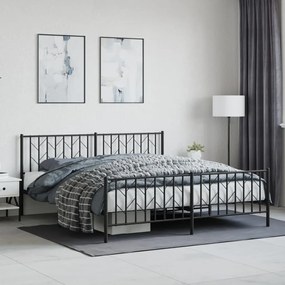 374459 vidaXL Estrutura de cama com cabeceira e pés 180x200 cm metal preto
