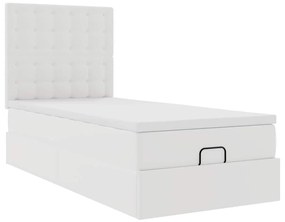 Cama otomana com colchão 80x200 cm couro artificial branco