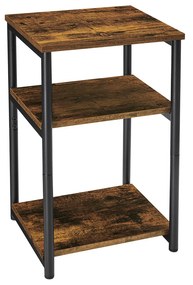 Mesa de apoio estreita com 3 prateleiras em estilo industrial | VASAGLE | 34 x 30 x 58 cm | marrom|preto | LET273B01.
