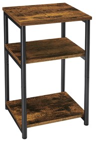 Mesa lateral VASAGLE, mesa de cabeceira, mesa lateral com 2 prateleiras de armazenamento, mesa alta e fina, estrutura de aço, para sala de estar, sala de estar, quarto, industrial, marrom rústico e preto LET273B01