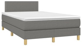 Cama box spring c/ colchão e LED 120x200 cm tecido cinza-escuro