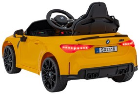 Carro elétrico para Crianças 12V BMW M4 Rodas de EVA, Assento de couro Amarelo