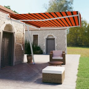 Toldo automático independente 500x350 cm laranja e castanho