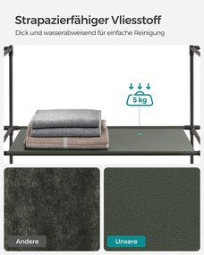 Guarda Roupa em Tecido dobrável com varão para roupa 45 x 150 x 175 cm verde sálvia