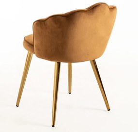 Cadeira Blume Gold Veludo - Castanho Claro