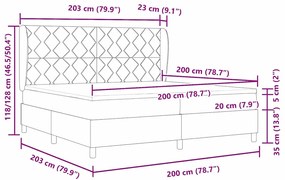 Cama com Estrado e Colchão Cinza Escuro 200 x 200 cm em Veludo.