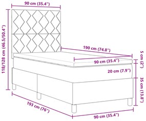 Cama Box Spring com Colchão Azul Solteiro de Tecido