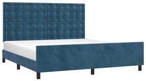 Estrutura de cama sem colchão 160x200 cm veludo azul-escuro