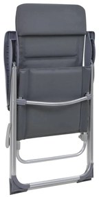 Cadeiras de campismo 2 pcs 58x69x111 cm alumínio cinzento