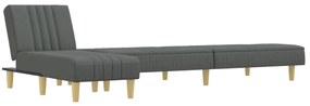 Sofá-cama em forma de L 255x140x70 cm tecido cinzento-escuro