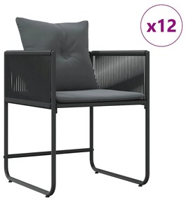 Conjunto de Jantar de Jardim vidaXL com 18 Peças e Almofadas em Aço e