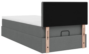 Estrutura cama otomana colchão 90x190 cm tecido cinzento escuro
