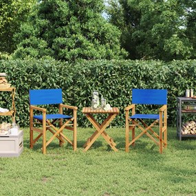vidaXL Cadeiras de realizador dobráveis 2 pcs teca maciça azul