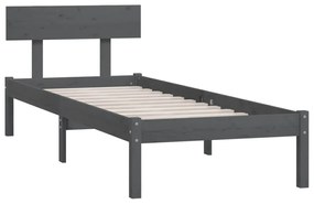 Estrutura de cama solteiro UK 90x190 cm pinho maciço cinza