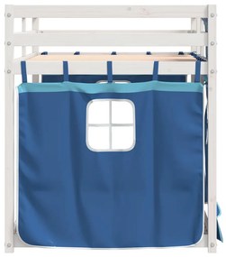 Beliche com cortinas 90x190 cm madeira de pinho maciça azul