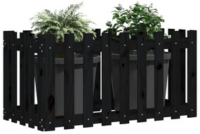 Canteiro elevado c/ design cerca 100x50x50cm pinho maciço preto