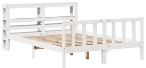 Cama sem colchão 150x200 cm madeira de pinho maciça branco