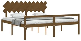 Cama para idosos c/ cabeceira 200x200 cm madeira castanho-mel