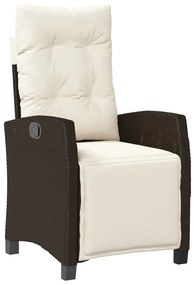 Cadeiras jardim reclináveis 2 pcs c/ apoio de pés vime castanho