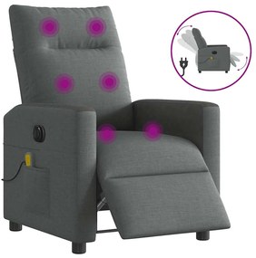 vidaXL Poltrona reclinável de massagens elétrica tecido cinza-escuro