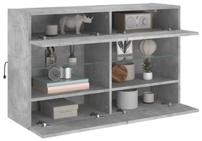 Móvel parede p/ TV c/ luzes LED 98,5x30x60,5 cm cinza cimento