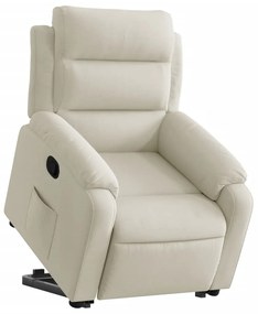 Poltrona reclinável elevatória veludo cor creme