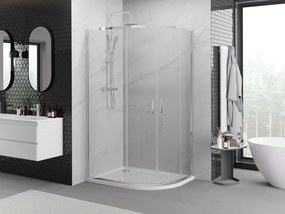 Mexen Exo cabine de duche semicircular assimétrica de correr 100 x 80 cm, transparente, cromada - 8132-100-080-01-00